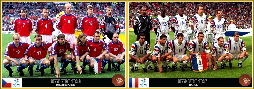 ترکیب اولیه دو تیم جمهوری چک و فرانسه در مرحله نیمه نهایی یورو 96