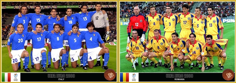 ترکیب اولیه تیم های ایتالیا و رومانی در مرحله یک چهارم نهایی یورو 2000