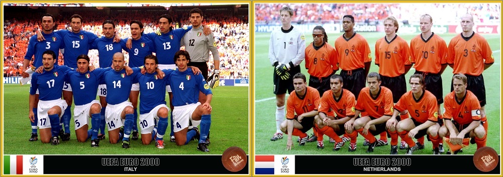 ترکیب اولیه تیم های ایتالیا و هلند در مرحله نیمه نهایی یورو 2000