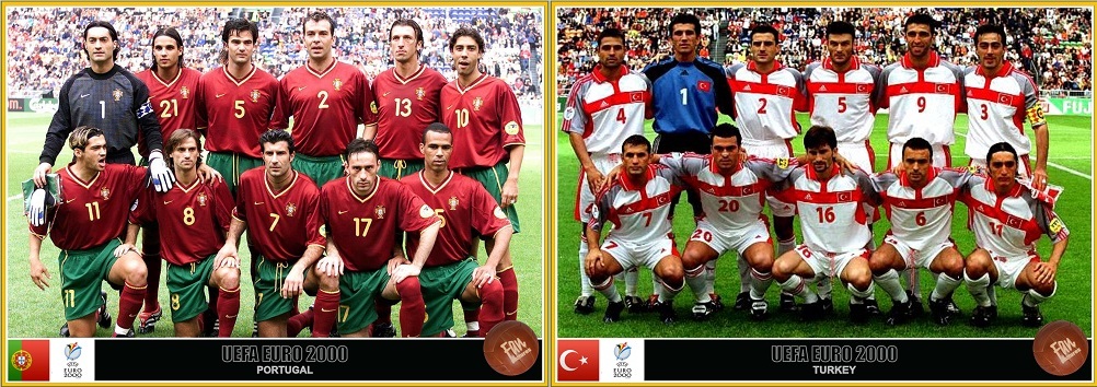 ترکیب اولیه تیم های ترکیه و پرتغال در مرحله یک چهارم نهایی یورو 2000