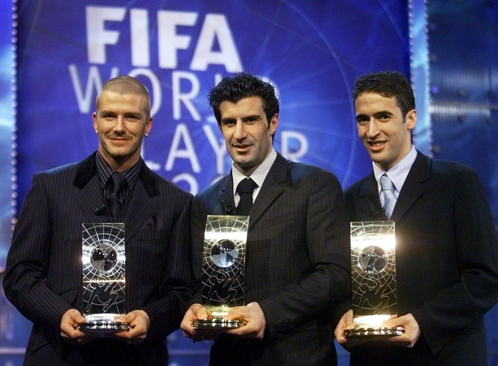لوییس فیگو، دیوید بکام و رائول سه بازیکن برتر سال 2001