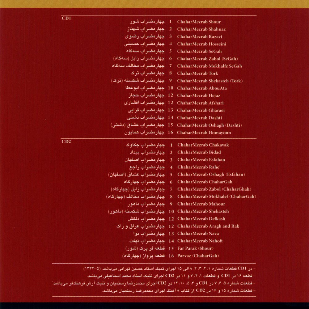 آلبوم ۳۰ قطعه چهار مضراب برای سنتور از فرامرز پایور و محمدرضا رستمیان