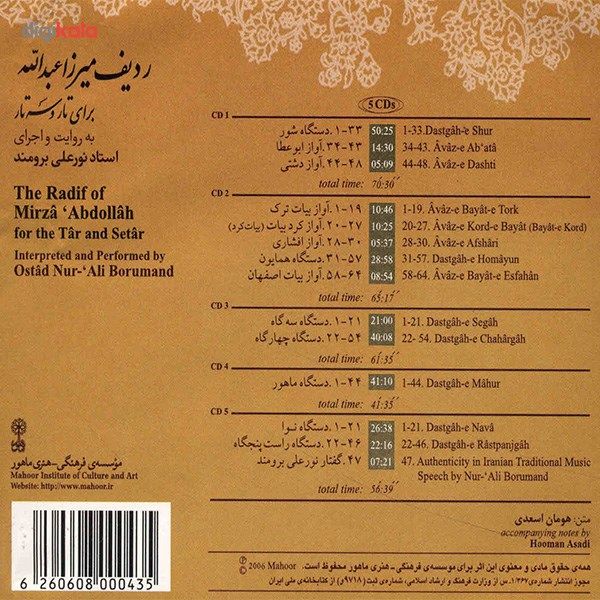 آلبوم ردیف میرزا عبدالله - برای تار و سه تار