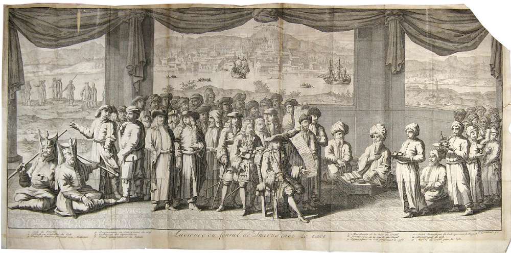 یک نقاشی از سفارت فرانسه در ازمیر مربوط به قرن 17