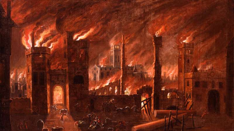 یک نقاشی از آتش‌سوزی بزرگ لندن