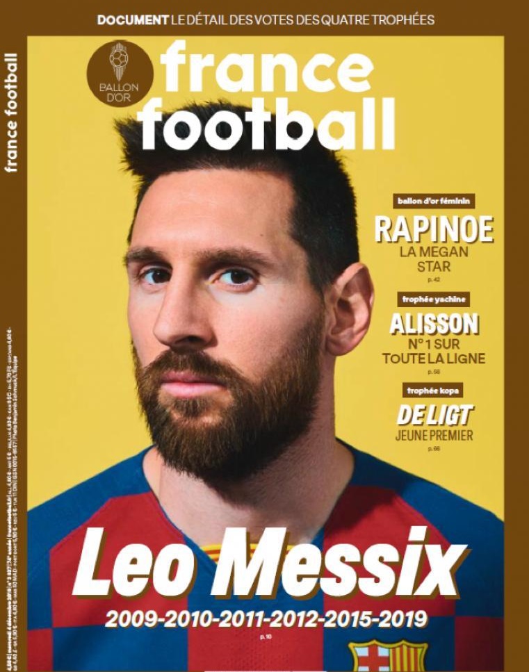 تصویر روی جلد فرانس فوتبال از توپ طلای 2019