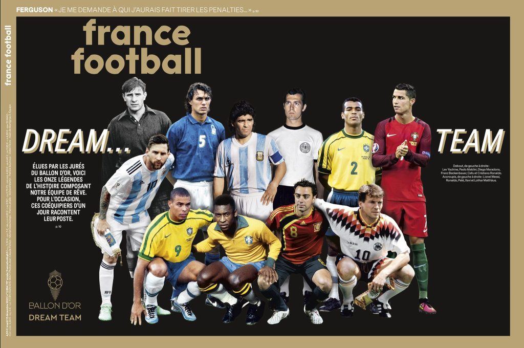 تصویر روی جلد فرانس فوتبال از تیم منتخب تاریخ