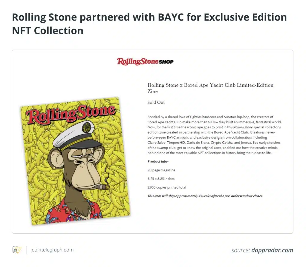 Rolling Stone با BAYC برای نسخه انحصاری NFT Collection همکاری کرد